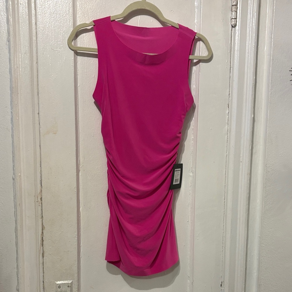 Norma Kamali Fuchsia Ruched Mini Dress